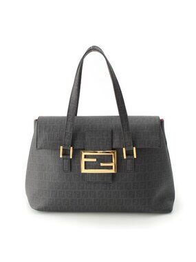 Fendi Zucchino FF Pattern Logo Handbag Black